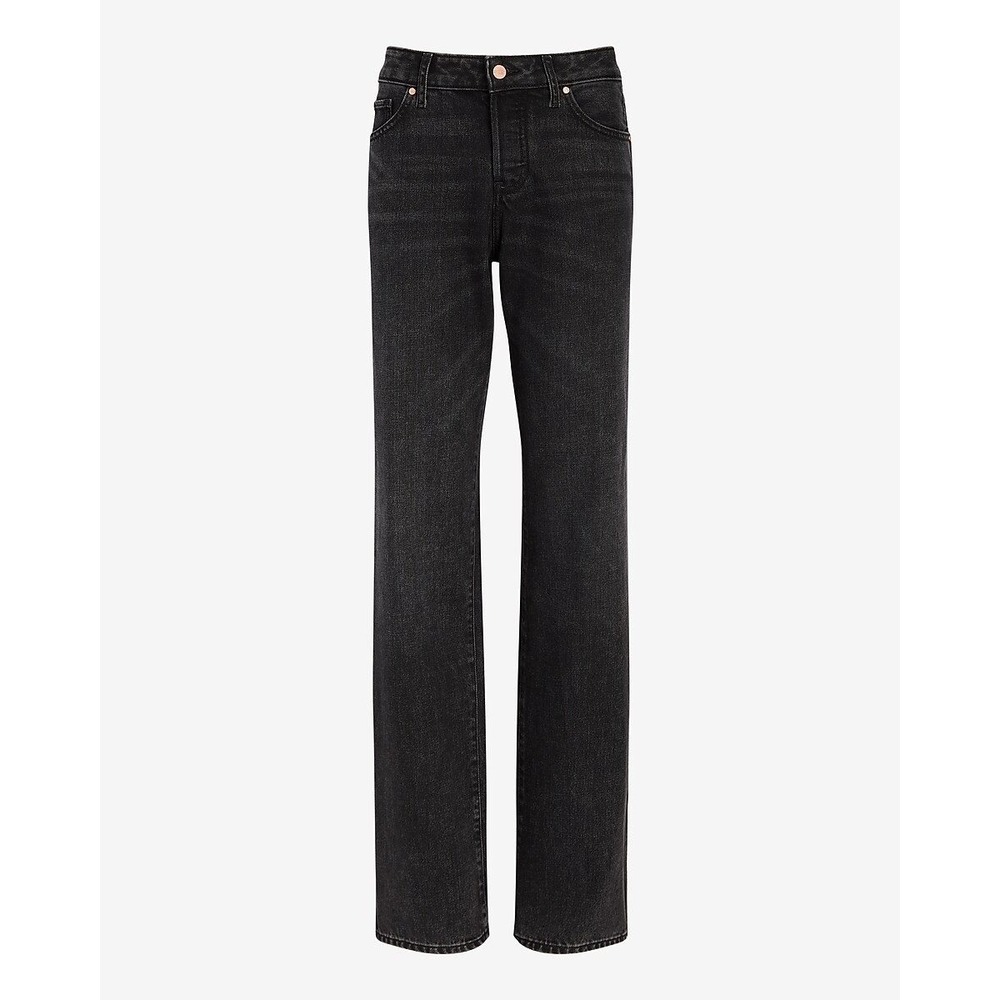 $88 EXPRESS Low Rise Black Baggy Straight Black Jeans Size 12R  NWT